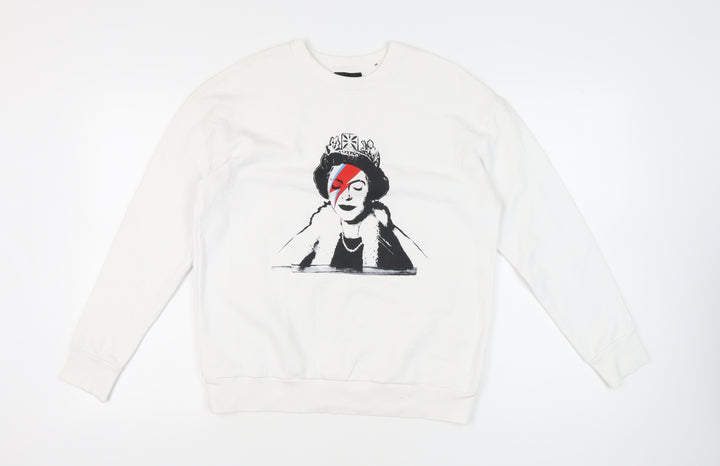 George Women’s White Graphic Print Sweatshirt Size 12-14 M