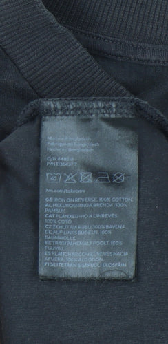 H&M Divided Womens Black Graphic Racing Car Print Cotton T-Shirt Size 12
