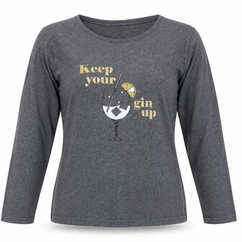 Pour Moi Womens Grey Size 10 Long Sleeve Funny Quote T-Shirt