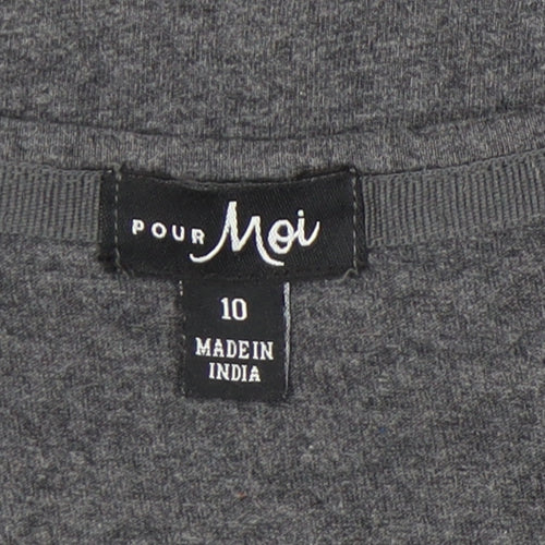 Pour Moi Womens Grey Size 10 Long Sleeve Funny Quote T-Shirt
