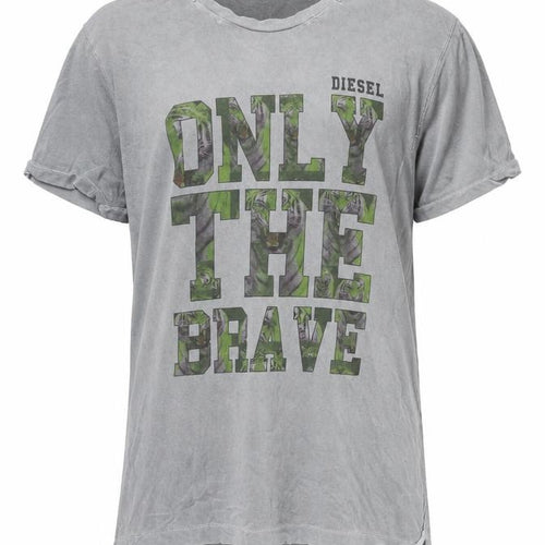 Diesel Men’s Grey L Graphic Print Cotton T-Shirt Crew Neck