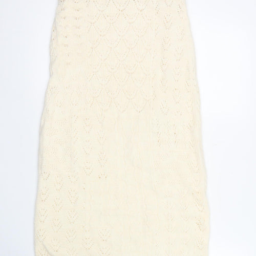 Marks and Spencer Women's Ivory Knit Pencil Skirt Size S Acrylic Blend