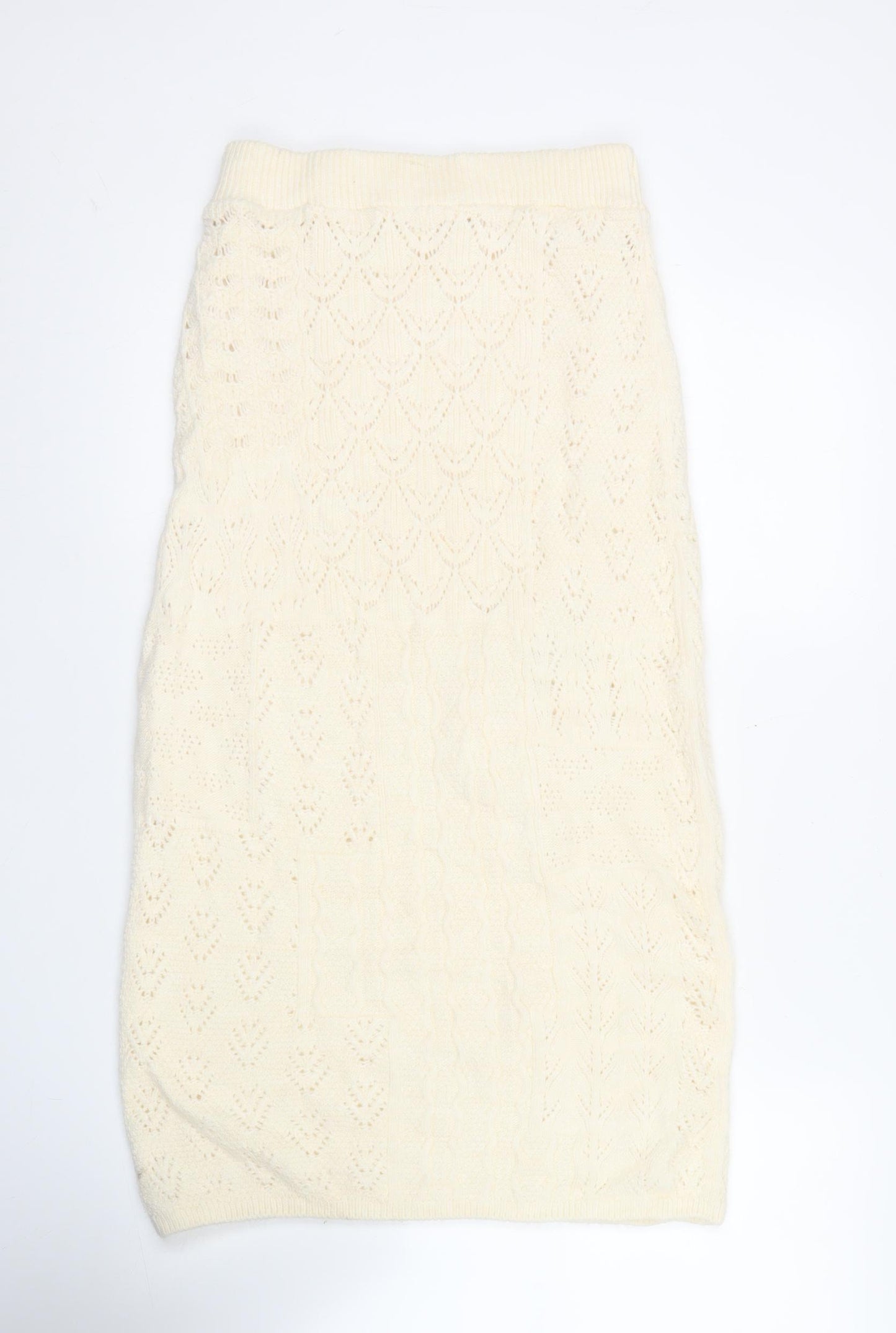 Marks and Spencer Women's Ivory Knit Pencil Skirt Size S Acrylic Blend