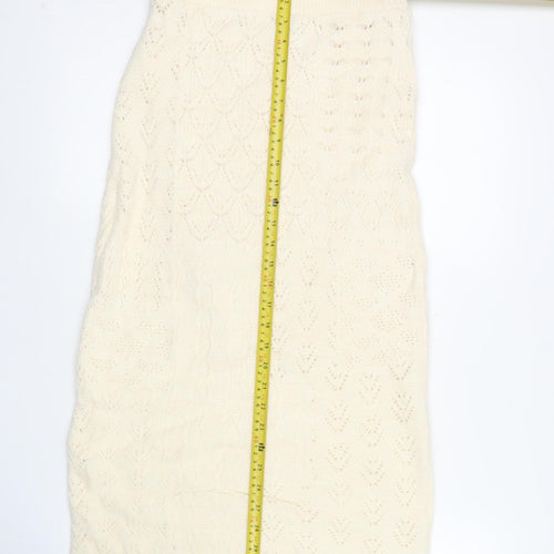 Marks and Spencer Women's Ivory Knit Pencil Skirt Size S Acrylic Blend