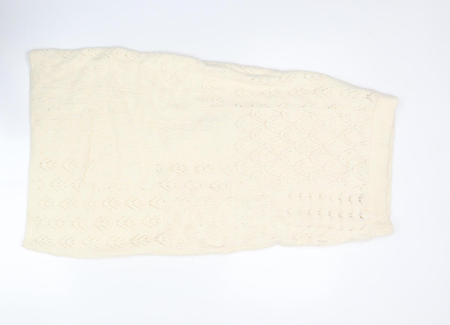 Marks and Spencer Women's Ivory Knit Pencil Skirt Size S Acrylic Blend