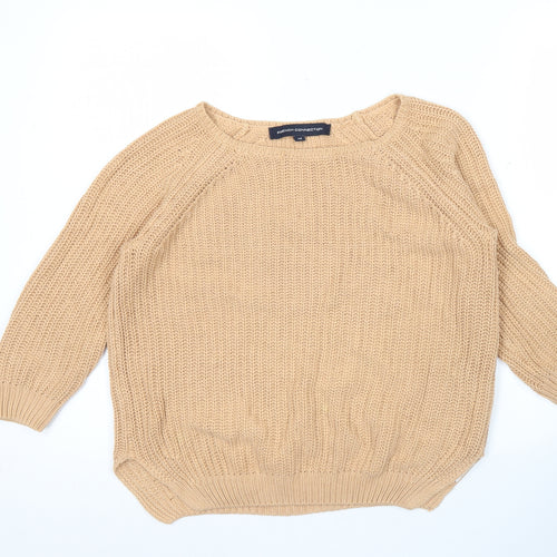 French Connection Womens Beige Cotton Chunky Knit Jumper XS