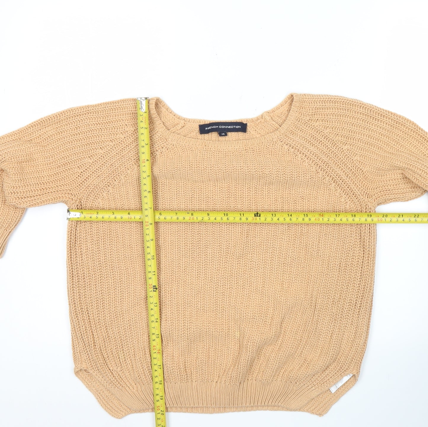 French Connection Womens Beige Cotton Chunky Knit Jumper XS