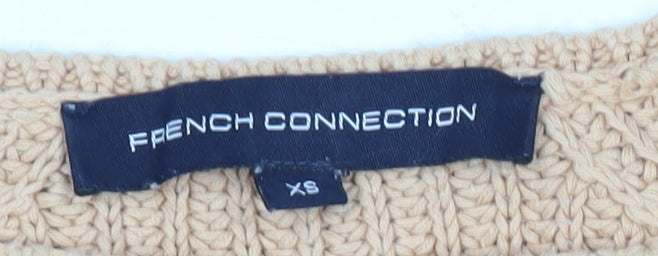 French Connection Womens Beige Cotton Chunky Knit Jumper XS