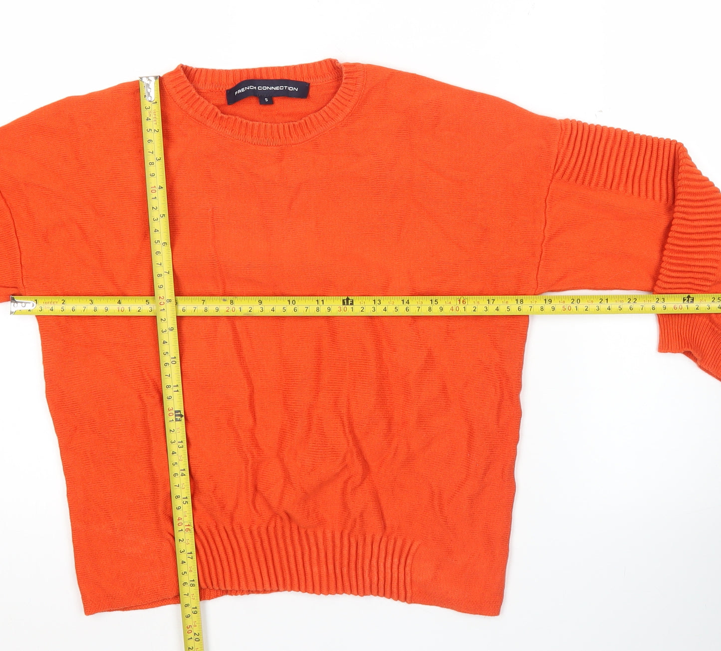 French Connection Women’s Orange Cotton Crew Neck Jumper Size S