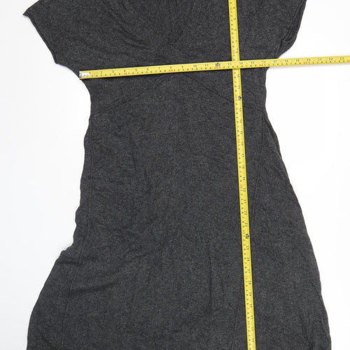 Woolworths Women’s Grey Knit Shift Dress Size 12 V-Neck Casual