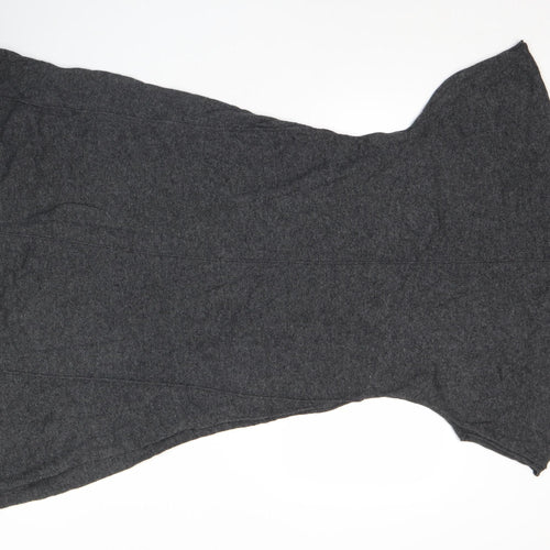 Woolworths Women’s Grey Knit Shift Dress Size 12 V-Neck Casual