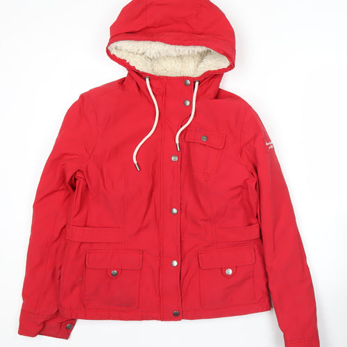 Abercrombie & Fitch Womens Red Hooded Parka Jacket L