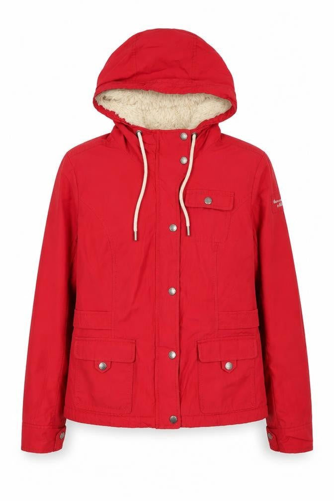Abercrombie & Fitch Womens Red Hooded Parka Jacket L