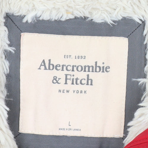Abercrombie & Fitch Womens Red Hooded Parka Jacket L
