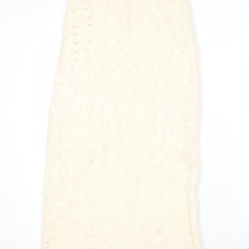Marks and Spencer Women Ivory Knit Midi Pencil Skirt Size S