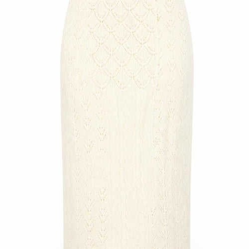 Marks and Spencer Women Ivory Knit Midi Pencil Skirt Size S