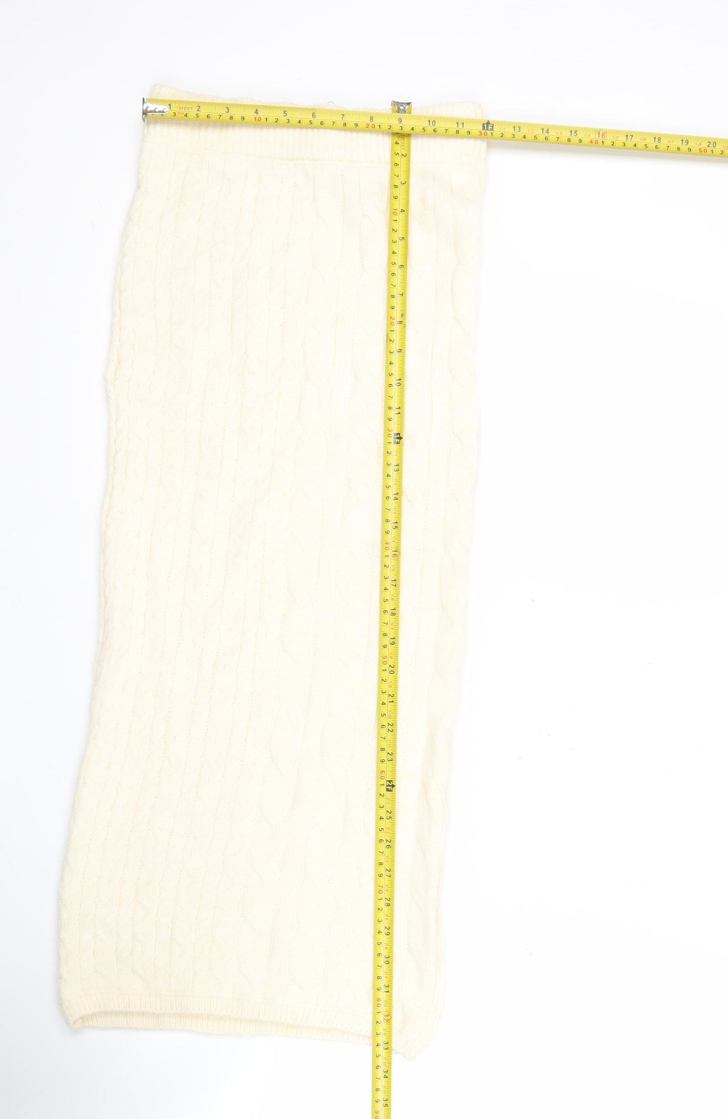 Marks and Spencer Women’s Ivory Cable Knit Midi Pencil Skirt XS