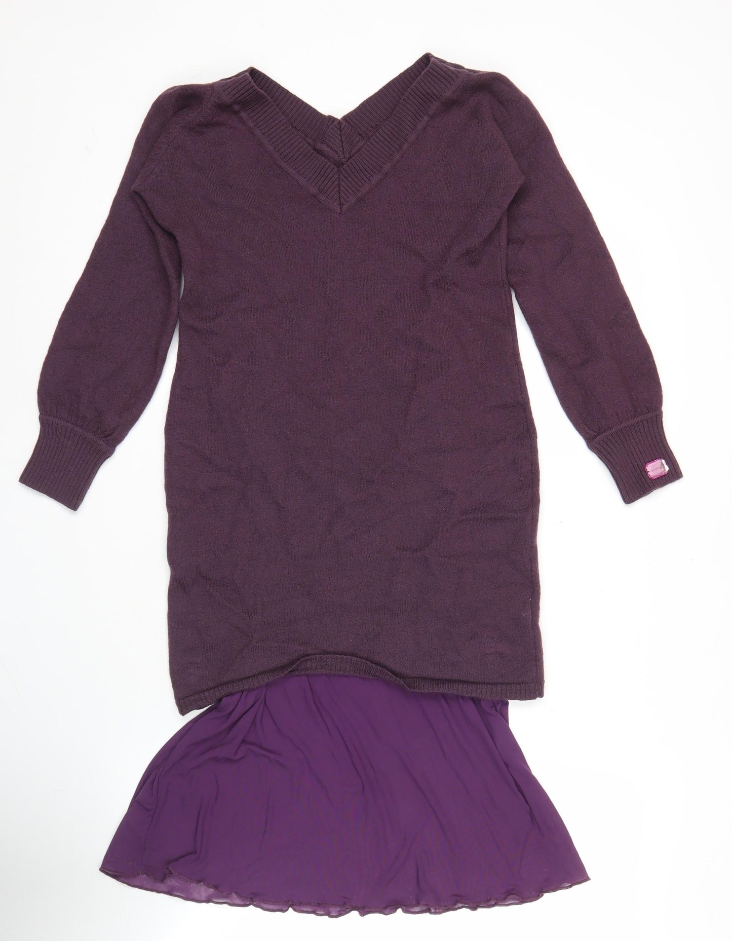Guess by Marciano Women’s Purple Merino Wool Tunic Jumper Size 8