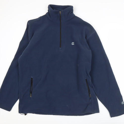 Champion Mens Blue Fleece Sweatshirt L High Neck Pullover