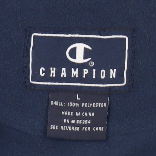 Champion Mens Blue Fleece Sweatshirt L High Neck Pullover