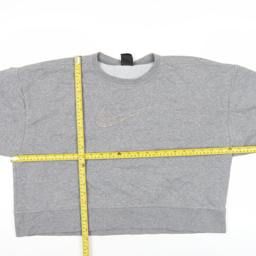 Nike Women Grey M Pullover Sweatshirt Logo Sportswear
