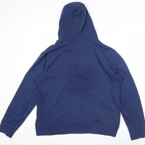 Crane Womens Navy Blue Pullover Hoodie L Embroidered Crest Casual