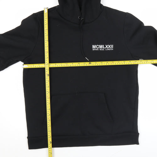 Brave Soul Men’s Black Pullover Hoodie L Regular Fit Logo Graphic