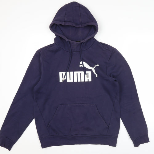 Puma Mens Blue Hoodie Small Pullover Sweatshirt Logo Sportswear