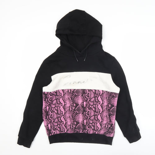 Sonneti Girls Black White Pink Pullover Hoodie 12-13Y Animal Print Logo