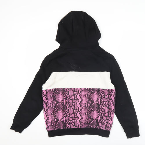 Sonneti Girls Black White Pink Pullover Hoodie 12-13Y Animal Print Logo