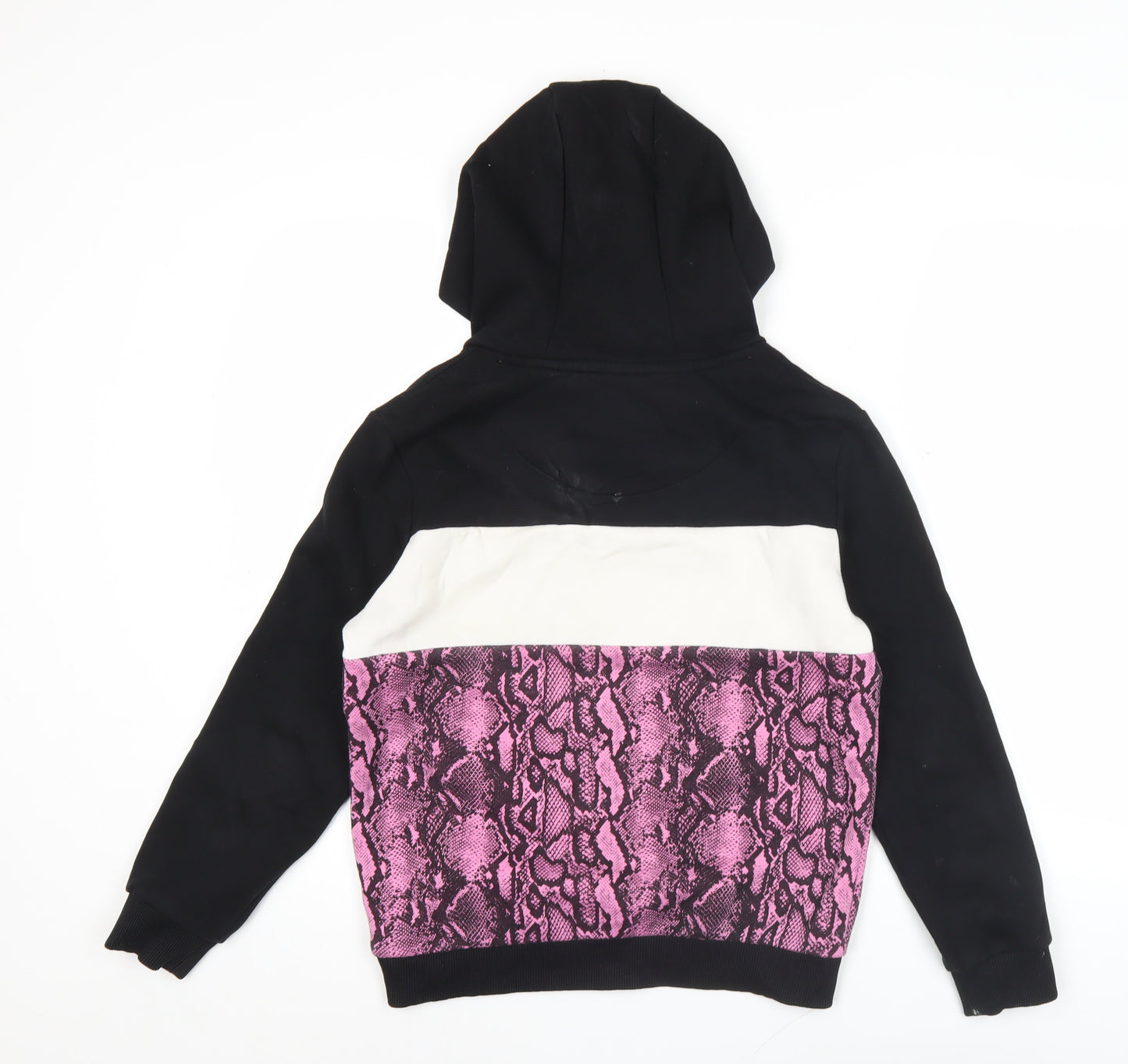 Sonneti Girls Black White Pink Pullover Hoodie 12-13Y Animal Print Logo