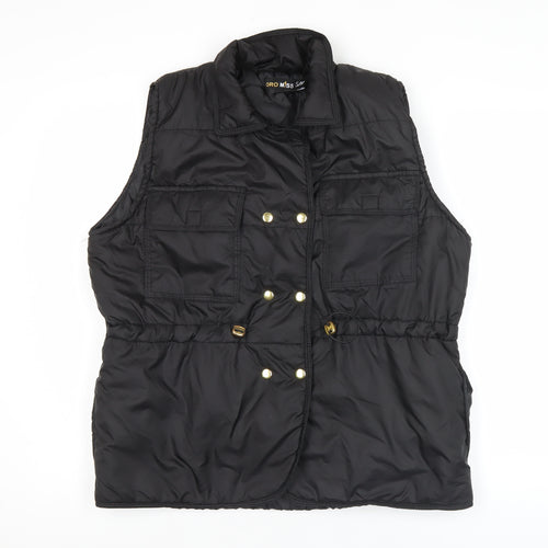 Oro Miss Womens Black Sleeveless Waistcoat Bodywarmer S