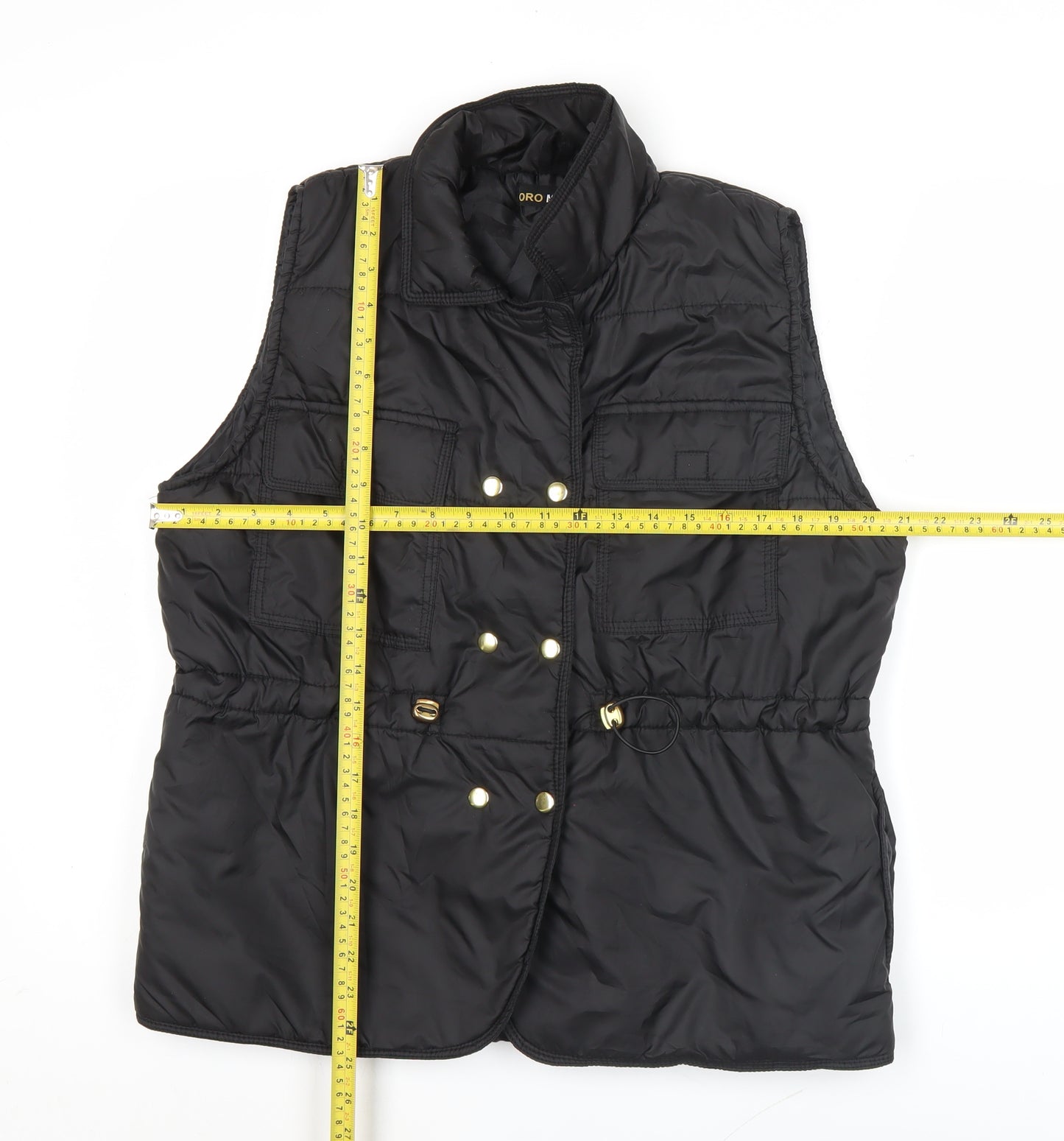 Oro Miss Womens Black Sleeveless Waistcoat Bodywarmer S