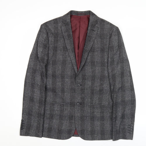 River Island Men's Grey Check Blazer Jacket 38R Regular Fit