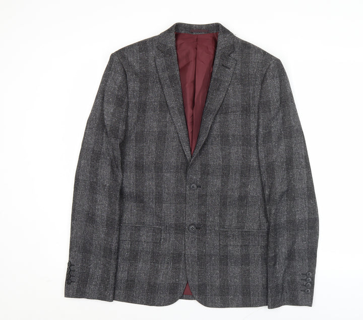 River Island Men's Grey Check Blazer Jacket 38R Regular Fit