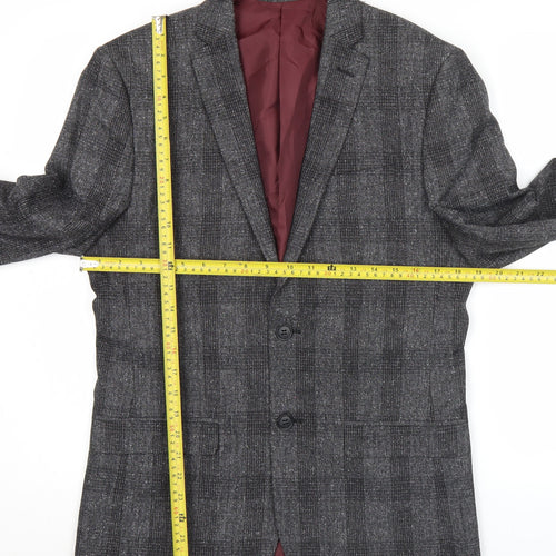 River Island Men's Grey Check Blazer Jacket 38R Regular Fit