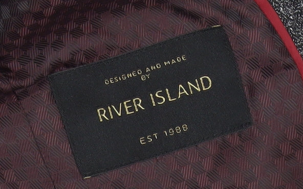 River Island Men's Grey Check Blazer Jacket 38R Regular Fit