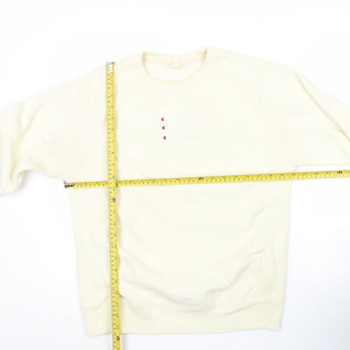 Champion Men’s Ivory Medium Pullover Sweatshirt Crew Neck Logo