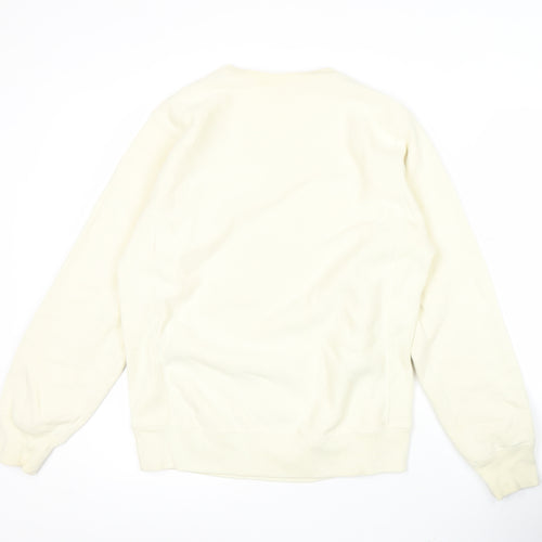 Champion Men’s Ivory Medium Pullover Sweatshirt Crew Neck Logo