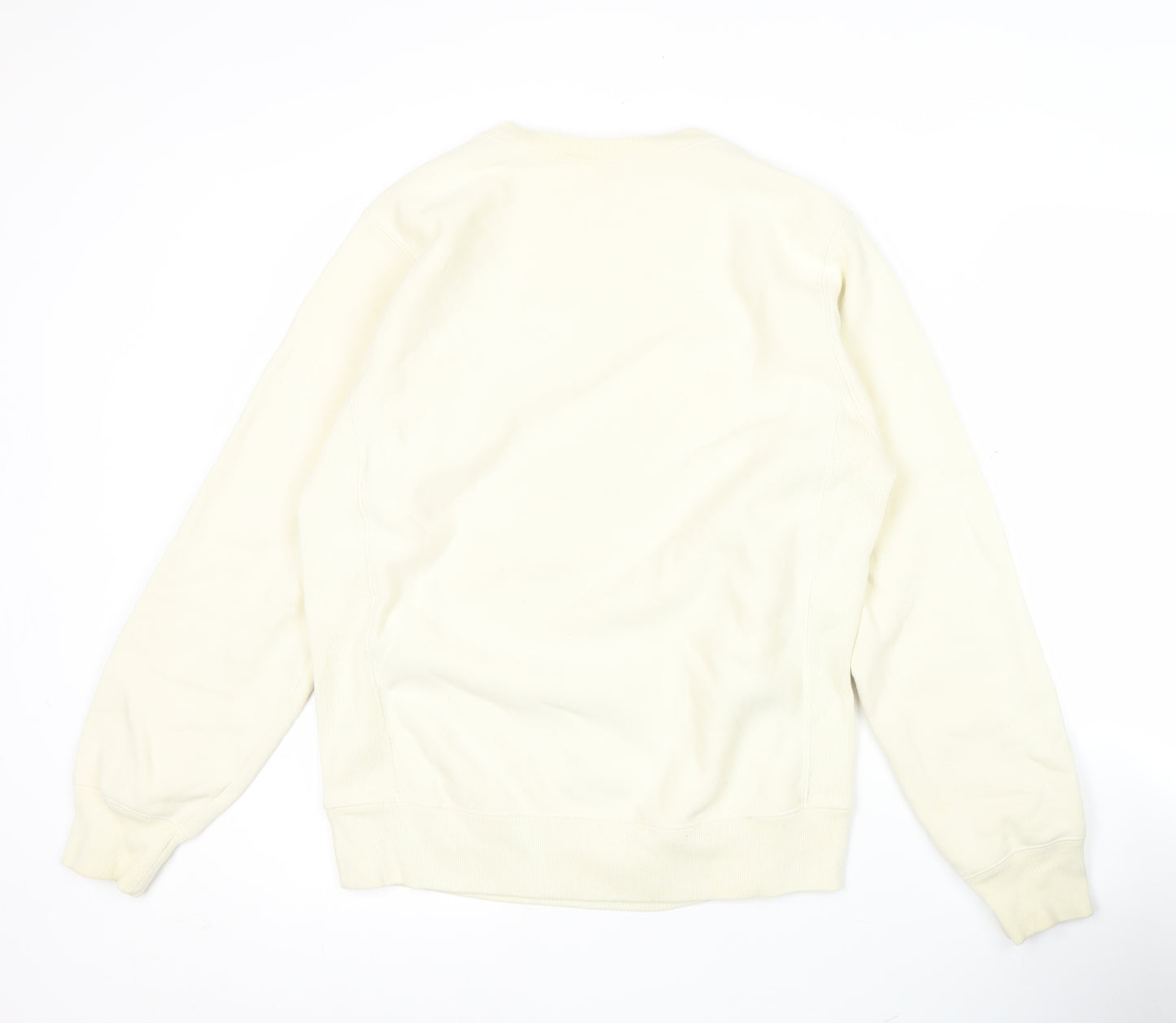 Champion Men’s Ivory Medium Pullover Sweatshirt Crew Neck Logo