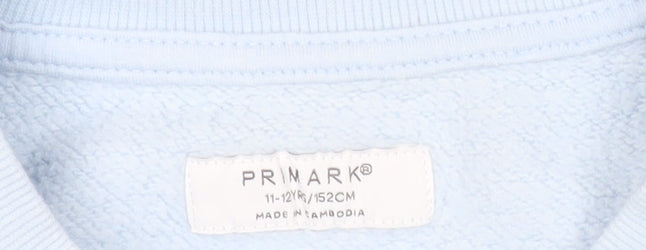 Primark Girls Blue Pullover Sweatshirt 11-12 Years Crew Neck Casual