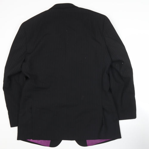 Skopes Mens Black Pinstripe Wool Blend Blazer Jacket 42R Regular Fit