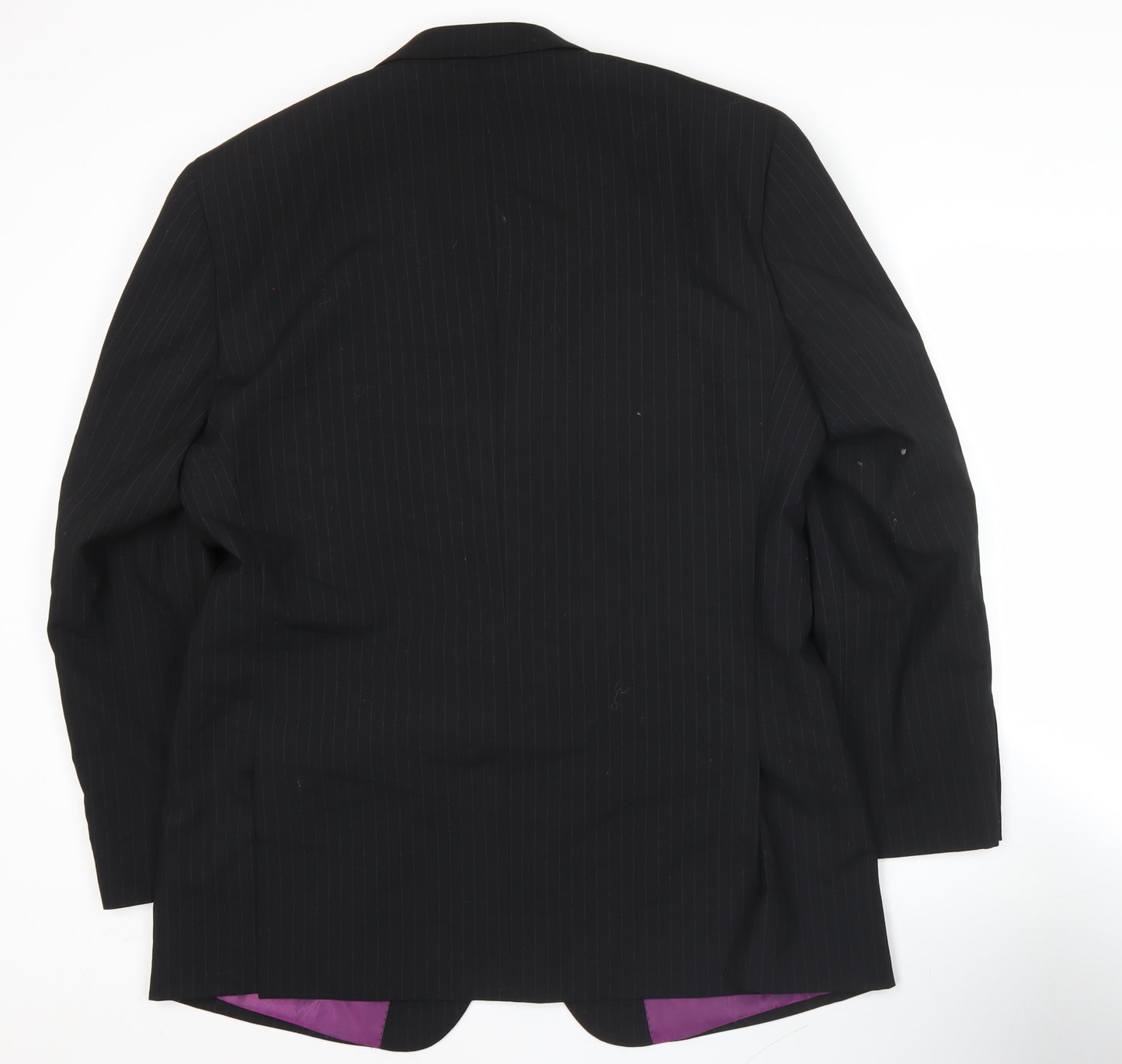 Skopes Mens Black Pinstripe Wool Blend Blazer Jacket 42R Regular Fit
