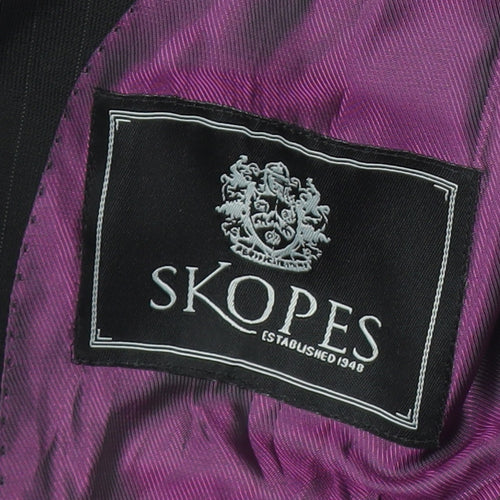 Skopes Mens Black Pinstripe Wool Blend Blazer Jacket 42R Regular Fit