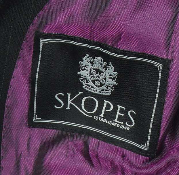 Skopes Mens Black Pinstripe Wool Blend Blazer Jacket 42R Regular Fit