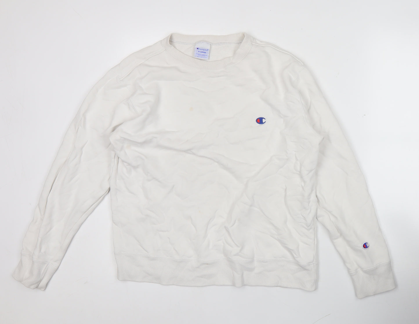 Champion Men’s White XL Pullover Sweatshirt Crew Neck Logo