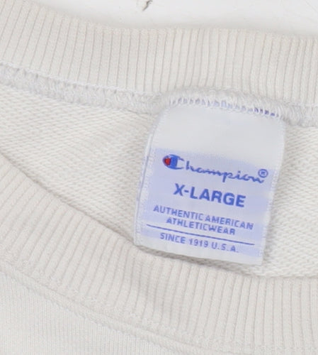 Champion Men’s White XL Pullover Sweatshirt Crew Neck Logo