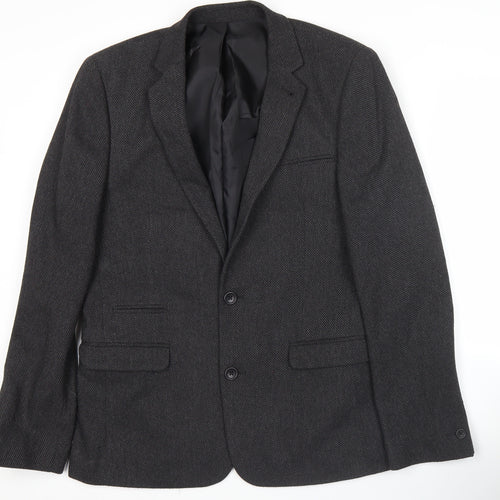 ASOS Men Grey Slim Fit Herringbone Blazer Jacket 38 Chest