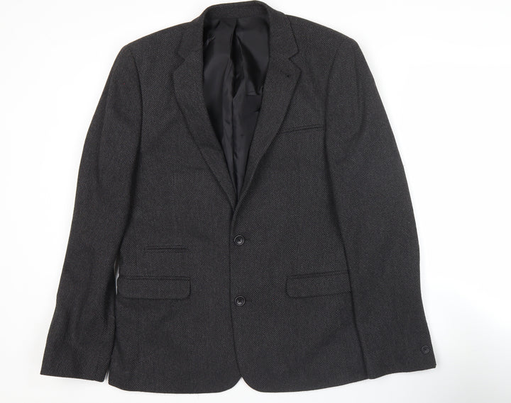 ASOS Men Grey Slim Fit Herringbone Blazer Jacket 38 Chest