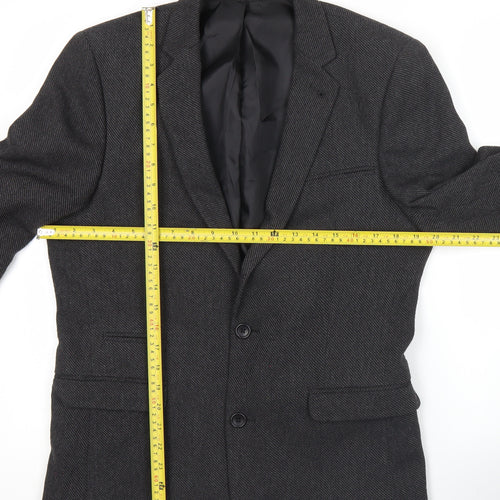 ASOS Men Grey Slim Fit Herringbone Blazer Jacket 38 Chest